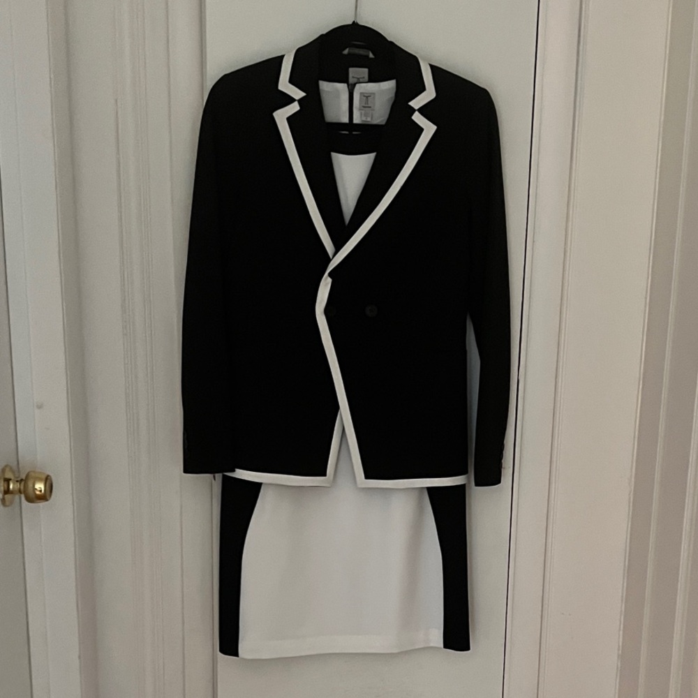 Black and White Women Blazer with Dress